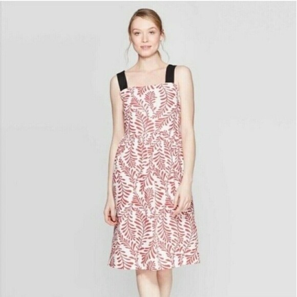 Who What Wear Linen Sea Tropical Dress White Red Coral Sundress Size XS NWT - Picture 1 of 10